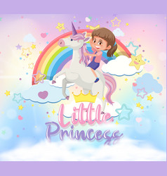 Little Girl Riding Pegasus With Princess