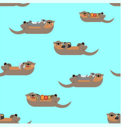 Otter Pattern Seamless Sea Swims Background