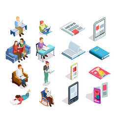 Isometric Reading Icon Set