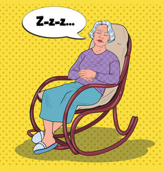 Pop Art Senior Woman Sleeping In Chair Grandmother