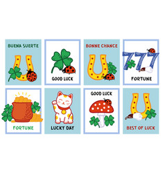 Best Of Luck Postcard Templates With Symbols Of