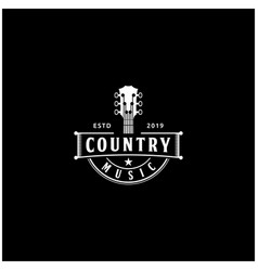 Country Guitar Vintage Western Music Logo Design