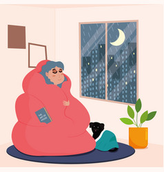 Girl Character On A Blanket Hygge Scenario