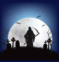 Grim Reaper On Cemetery