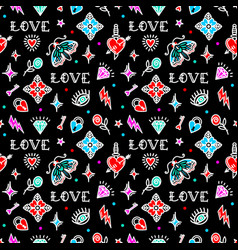 Old School Tattoo Pattern With Love Symbols