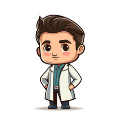 Cute Little Doctor Cartoon Style On White