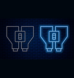 Glowing Neon Line Binoculars Icon Isolated On