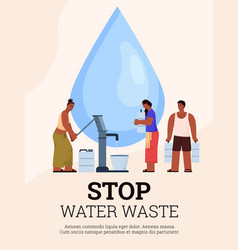 Water Waste Attention Poster People Filling Tap