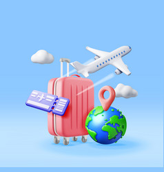 3d Airline Ticket Travel Bag Globe And Airplane