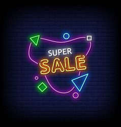 Neon Sign Super Sale With Brick Wall Background Ve