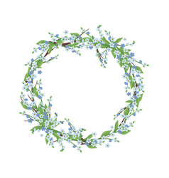 Round Wreath Of Blue Forget Me Not Flowers