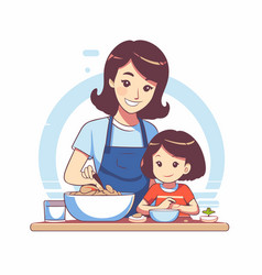 Mother And Daughter Cooking In The Kitchen