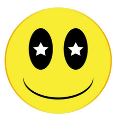 Starry Eyed Smile Face Button Isolated