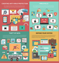 Computer Security Square Flat Icons Composition