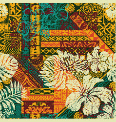 Hawaiian Tribal Hibiscus Fabric Patchwork