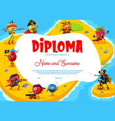 Kids Diploma With Cartoon Berry Pirates Characters