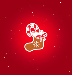 Christmas Stocking With Candy Cane Isolated Icon