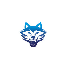 Creative Angry Blue Wolf Head Logo