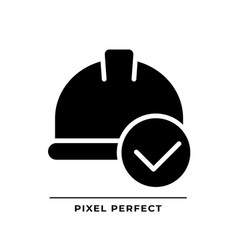 Hard Hat With Check Mark Black Glyph Icon