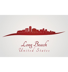 Long Beach Skyline In Red