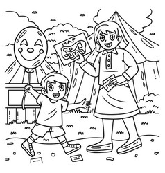 Parent And Child In Circus Coloring Page For Kids