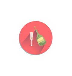 Champagne With Glass Flat Icon