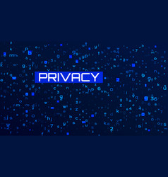 Tech Dark Blue Bg With Code Privacy Concept