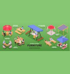 Garden Furniture Isometric Infographics