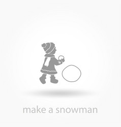 Child Make A Snowman Icon On White Background