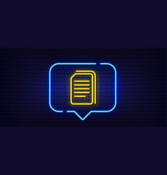 Copy Documents Line Icon File Sign Neon Light