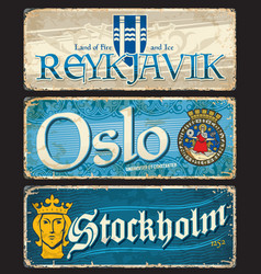 Oslo Stockholm Reykjavik City Travel Stickers