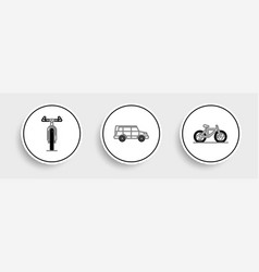 Set Line Bicycle And Off Road Car Icon