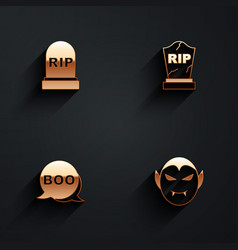 Set Tombstone With Rip Written Boo Speech Bubble