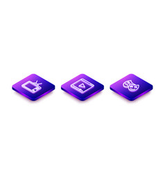 Set Isometric Line Retro Tv Online Play Video