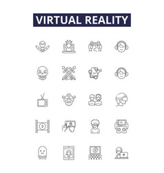 Virtual Reality Line Icons And Signs