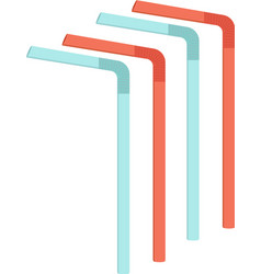 Blue And Red Straws On A White Background