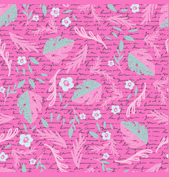 Pink And Green Monstera Leaves Seamless Pattern