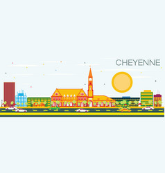 Cheyenne Skyline With Color Buildings