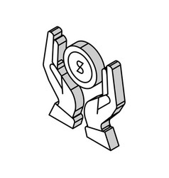 Hands Holding Coin Isometric Icon