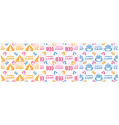 Set Of Summer Camp Seamless Pattern Design