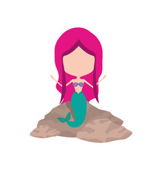 Mermaid In A Rock Without Face And Magenta Hair