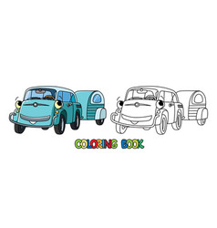 Retro Car With Eyes A Trailer Coloring Book