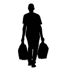 Worker Carrying Boxes Silhouette