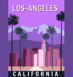 Los Angeles Retro Poster Downtown Cityscape