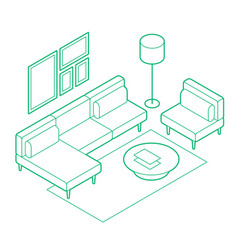 Isometric Living Room Outline