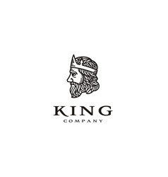 Old Man Beard Mustache Face Crown Lord King Logo