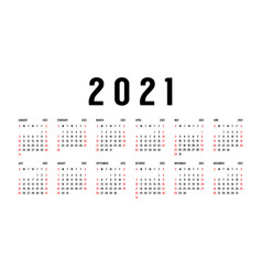 Simple Editable Calendar For Year 2021