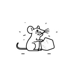 Simple Line Art Of Mouse And Cheese