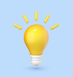 3d Cartoon Style Yellow Light Bulb Icon Concept