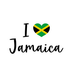 I Love Jamaica With Flag In Heart And Font Logo